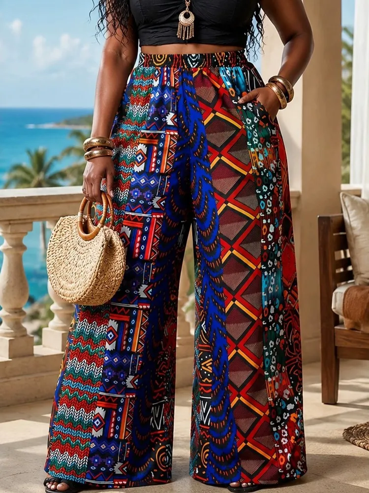 

L-5XL Plus Size Pants Women High Waist Long Pants 2026 Summer Autumn Fashion Print Big Size 3XL Oversize Office Lady Trouser