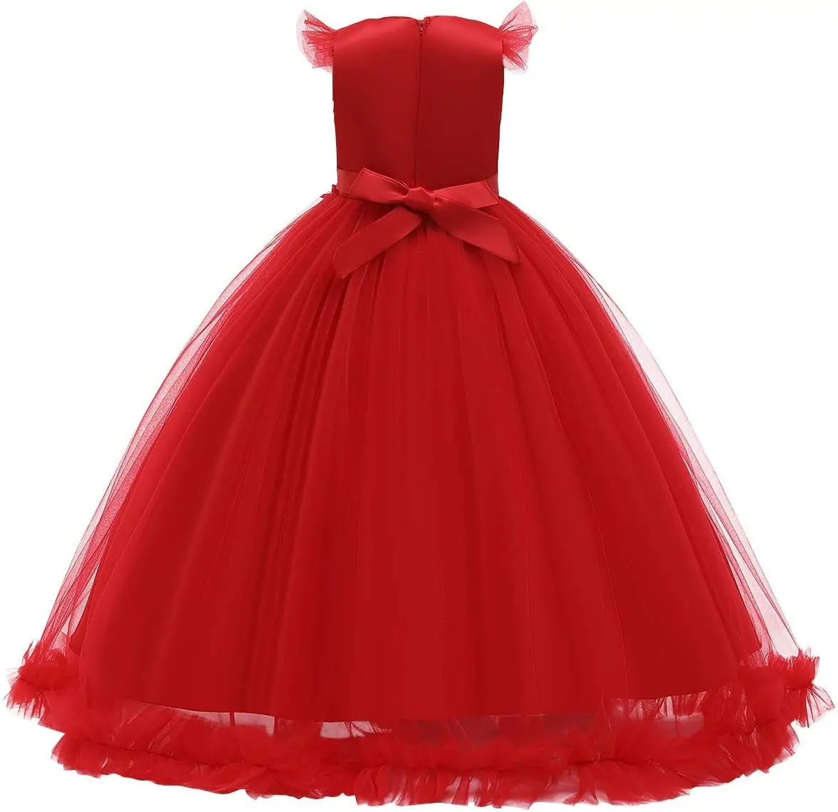 Vestido de dama de honra de menina de flor, vestido de comunhão de princesa de festa de aniversário de bola de celebração de renda vintage, vestido de dança boêmio de flor