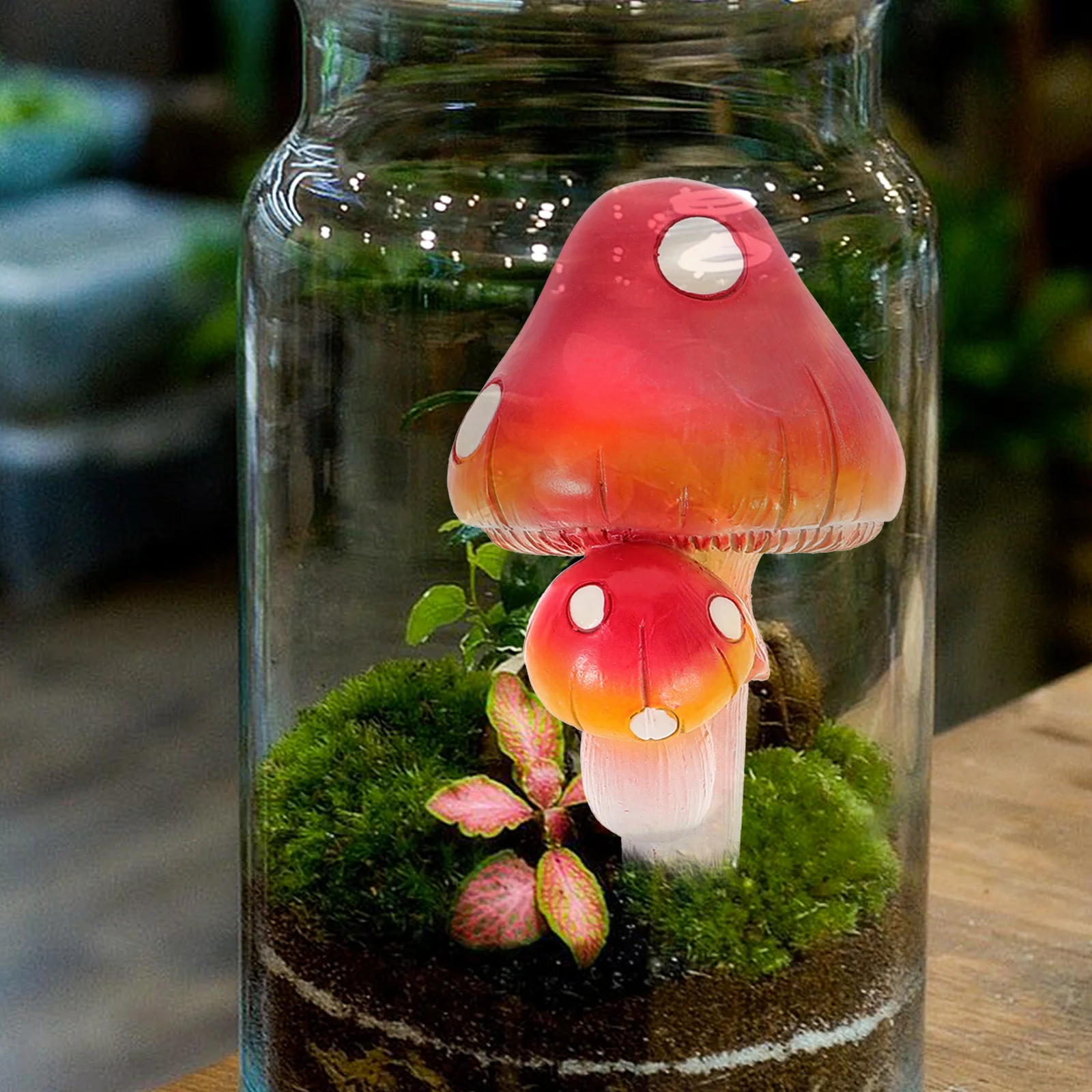 

Resin Small Mushroom Statue Luminous Garden Ornament Cute Desk Decoration Mushroom Garden Decor Mushrooms Decor