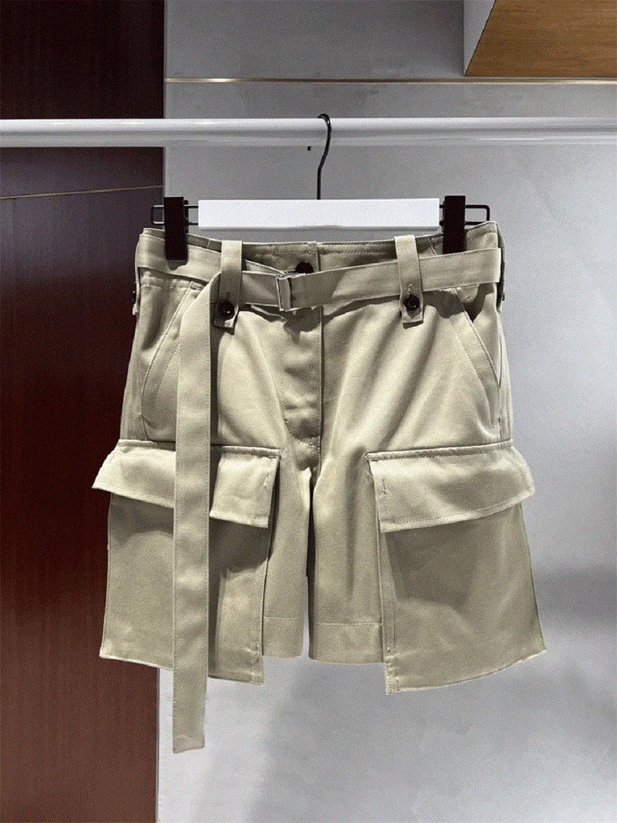 

Casual Wide Leg Straight Cut orts FOG SACAI Women's Summer Spring New Sle Splicing Design Sense Pants Commute Sle Natur...