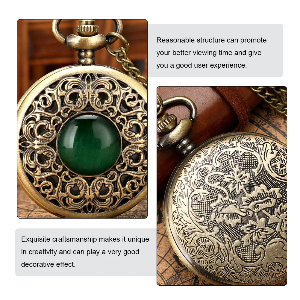 Reloj colgante en relieve con diseño hueco de bolsillo Vintage para hombre, cadena decorativa, movimiento de concha, reloj de bolsillo Retro, 1 ud.