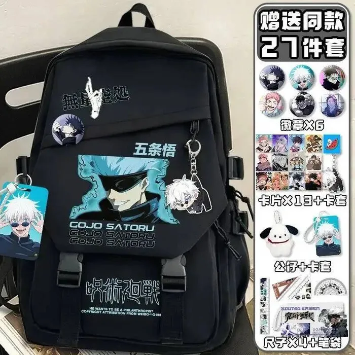 

Черно-белые школьные сумки Jujutsu Kaisen для студентов и подростков, рюкзаки Mochilas большой вместимости для аниме-игр