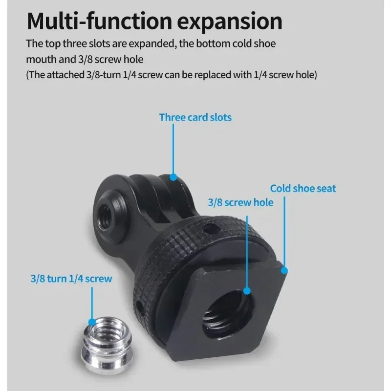 

360 Swivel Cold Shoe Base Tripod Adapter Mount for GoPro 11 Action For DJI Osmo Action 4 Cameras Cage Monitor LED Bracket