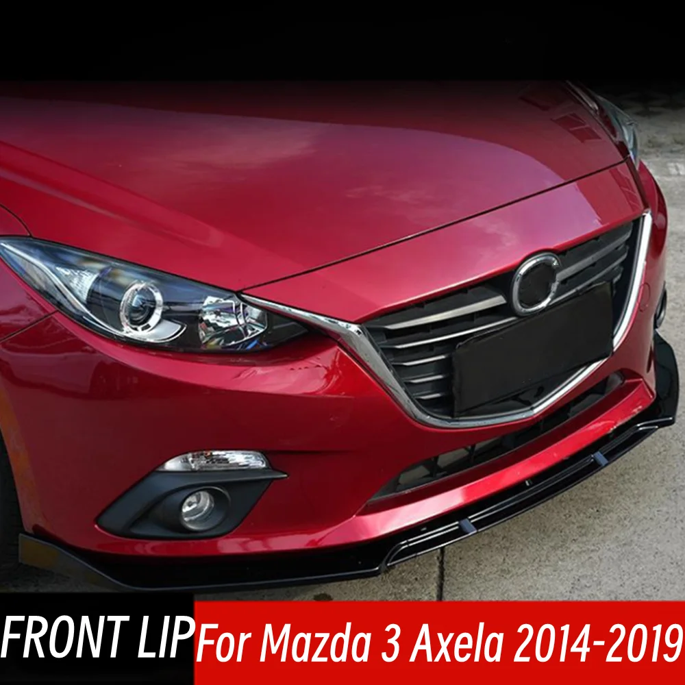 

For Mazda 3 Axela 2014-2019 Bodykit Car Front Bumper Lip Chin Splitter Diffuser Spoiler Exterior Protection Guard Accessori Part