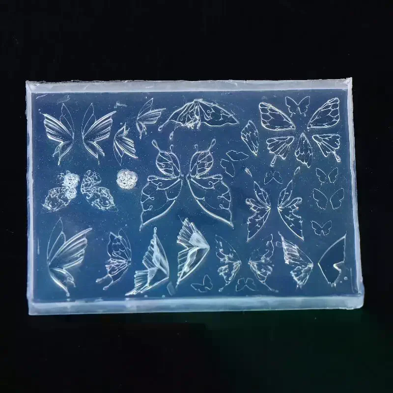 3D シリコーンネイルアートモールド蝶ネイル彫刻モールド蝶の羽スタンピングプレート爪ステンシルネイルテンプレート