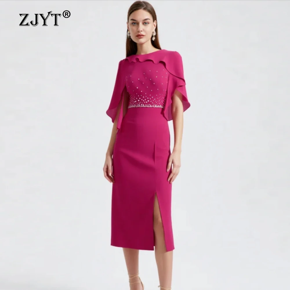 

Распродажа ZJYT: Элегантные вечерние платья класса люкс для женщин, летняя мода 2026, с оборками и бисером, высокое качество