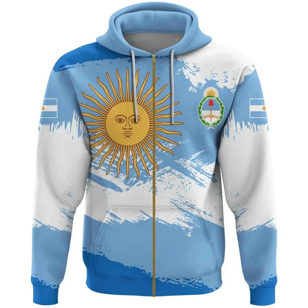 

Men's 3d printed Argentina national emblem hoodie fashion sport flag pullover unique unisex casual streetwear fashion tops