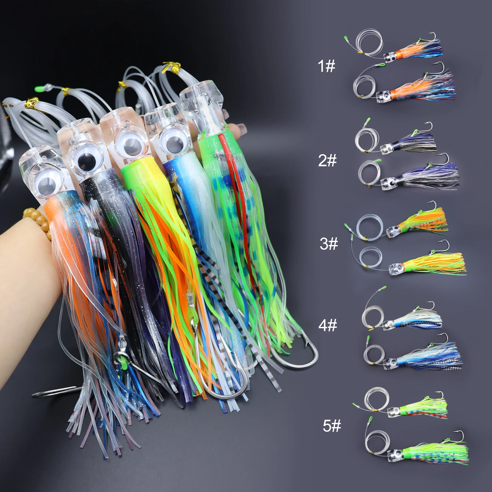 ZYZ 1pc Thunfisch Rigs Rock Offshore Big Game Trolling Köder 15cm/22cm Meer Angeln String haken Boot Angeln Köder Rigs