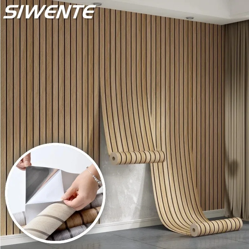 

Grid Self-adhesive Wallpaper Aluminum Foil Bottom Moisture-proof Waterproof Wood Grain Wall Sticker Renovation Home Decoration