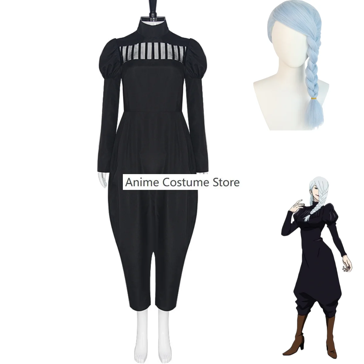 

Anime Jujutsu Kaisen Meimei Cosplay Costume Braid Wig Black Long Sleeved Jumpsuits Adult Woman Sexy Carnival Halloween Suit