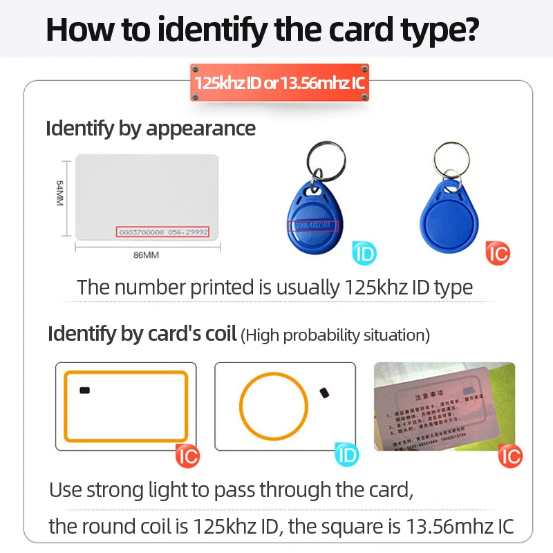 Handheld 125KHz Read EM4100 TK4100 RFID Copier Writer Duplicator Programmer Reader EM4305 T5577 Rewritable ID Keyfobs Tags Cards