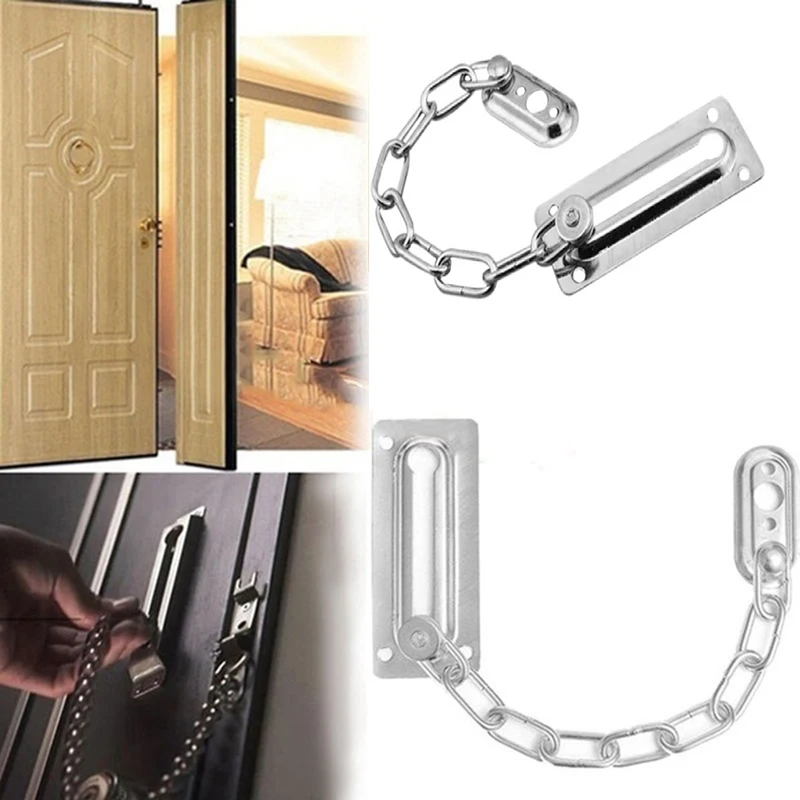 AntiTheft Bolt Security Chain Hotel Office Security Restrictor Sliding Door Lock Chrome Door Cabinet Latches Decorative Hardware