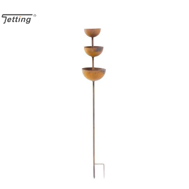 3-Layer Bird Water Bowl Rain Collector & Bird Feeder With Metal Stake Bird Water Feeding Bowl Bird Bath For Outdoor Garden Patio