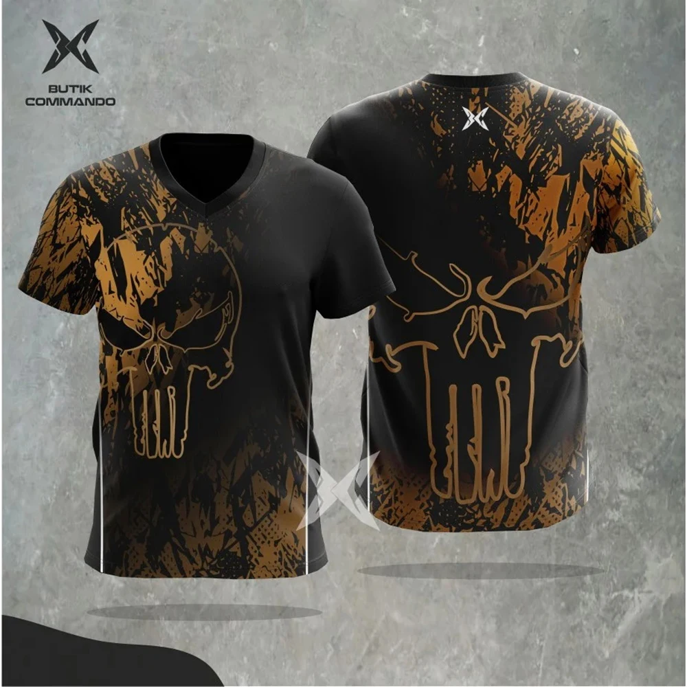 2024 Summer Men's 3D Printed Scratched Punisher T-shirt Street Children's Sports Casual Fashion Large Top Kids Adults Clothing