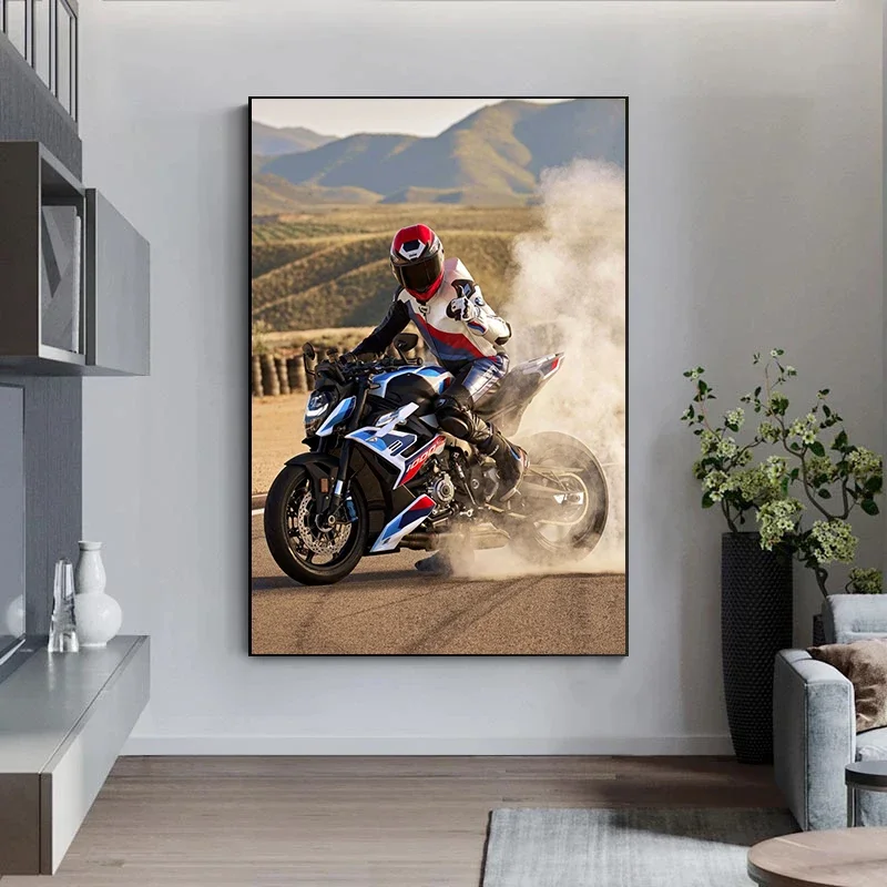 BMW M1000RR Anniversary Edition Canvas Poster - Modern Motorcycle Wall Art Decor for Living Room