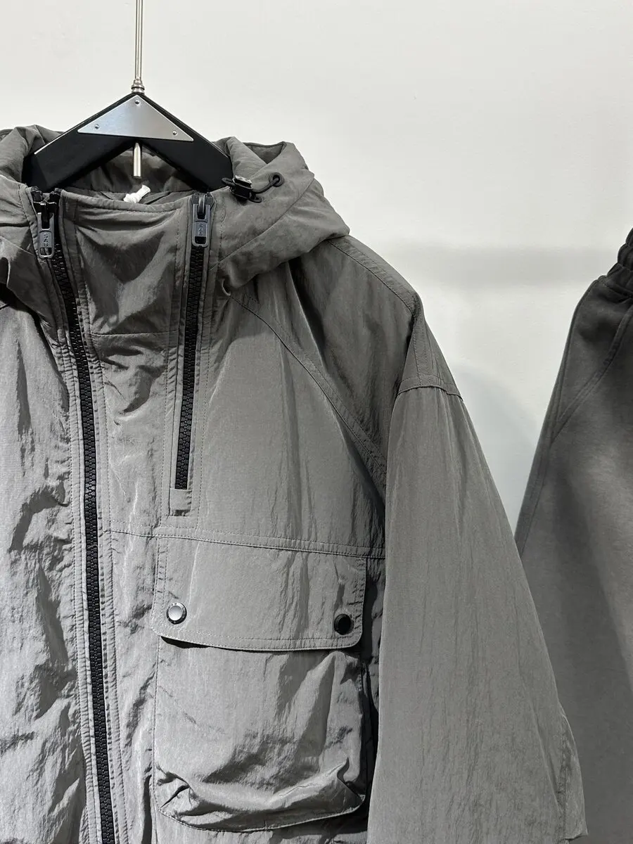 

Heavy-Weighted Casual Sle down Jaet with Hood Versatile Thiened Decorative Zipper Faionable Trendy Brand Men's Coat