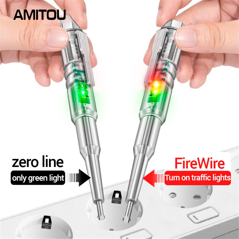 AMITOU B13 Electric Screwdriver Voltage Tester LED High-Brightness Induction Measuring Pen 24-250V Zero Live Wire Detector Tools