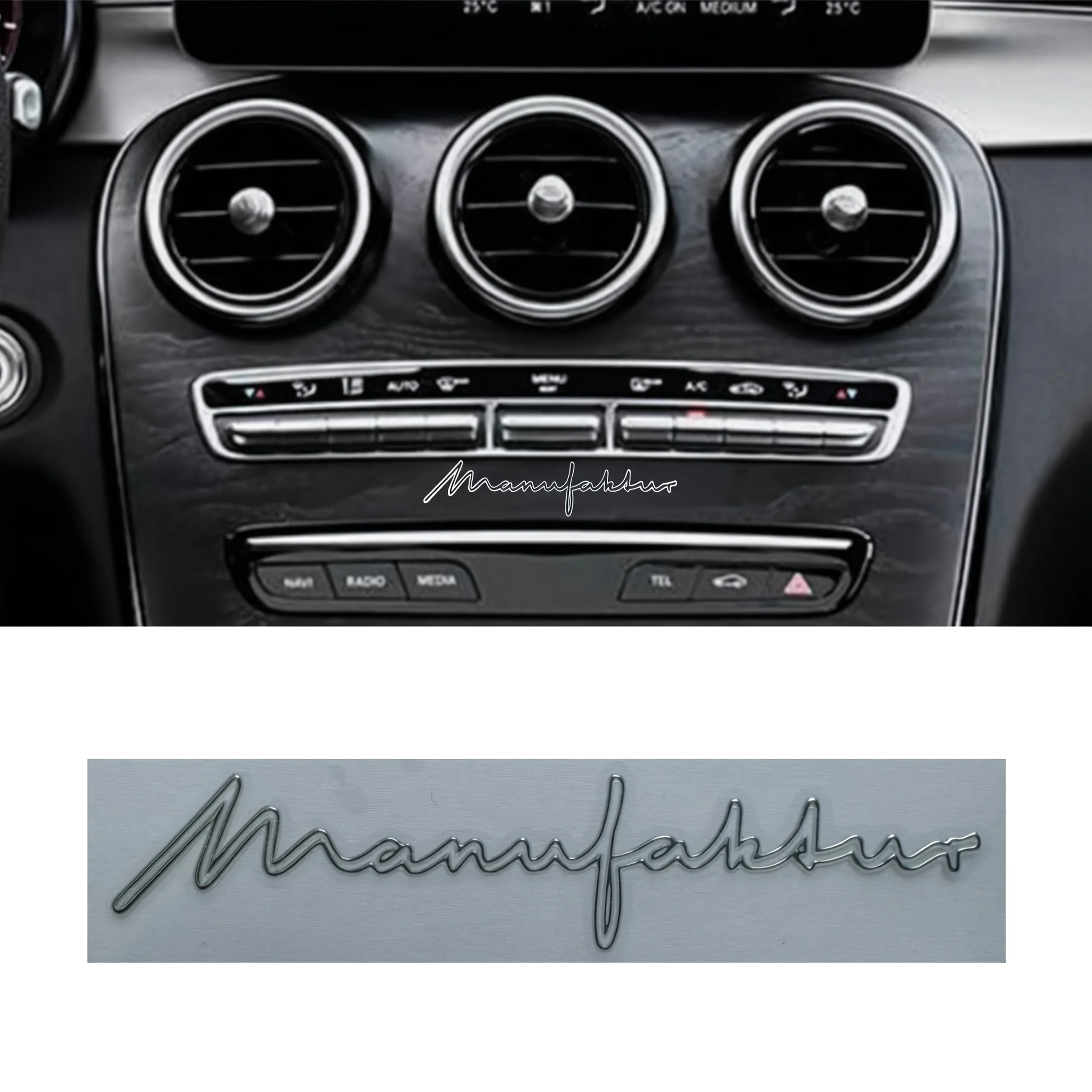 2PCS/SET Car Motorcycle "Manufaktur" Sticker, Stylish Script Pattern, Personalized Auto Moto Exterior & Interior Accessory