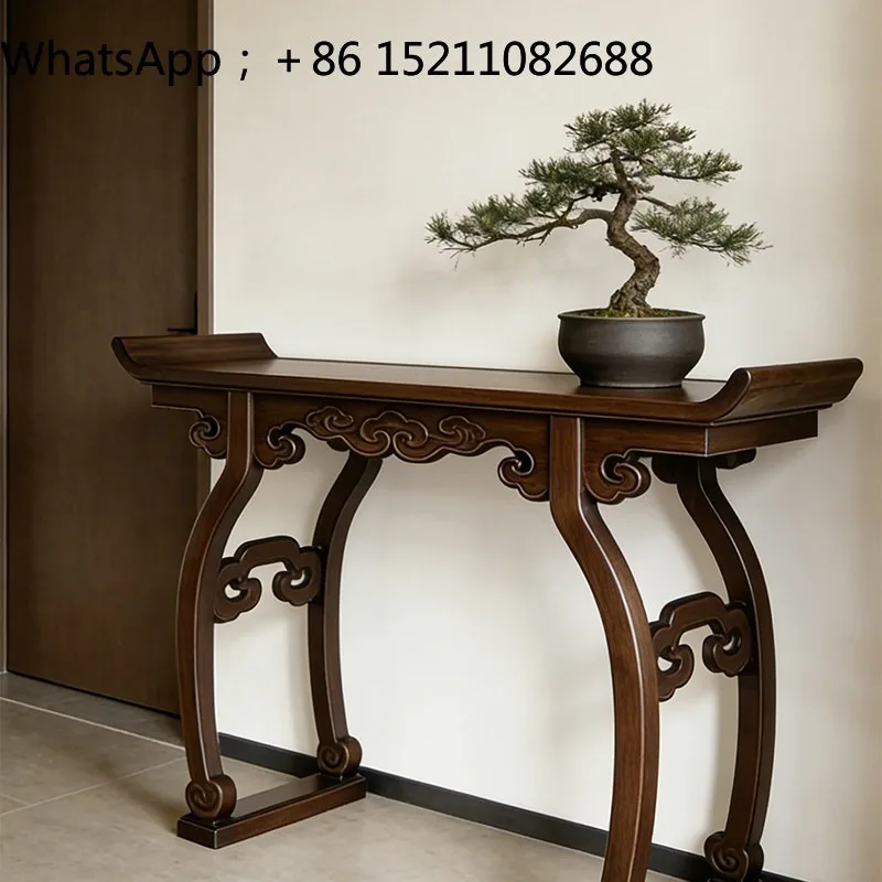 SCY ash wood auspicious cloud entrance table solid wood warped head table household living room high-end table