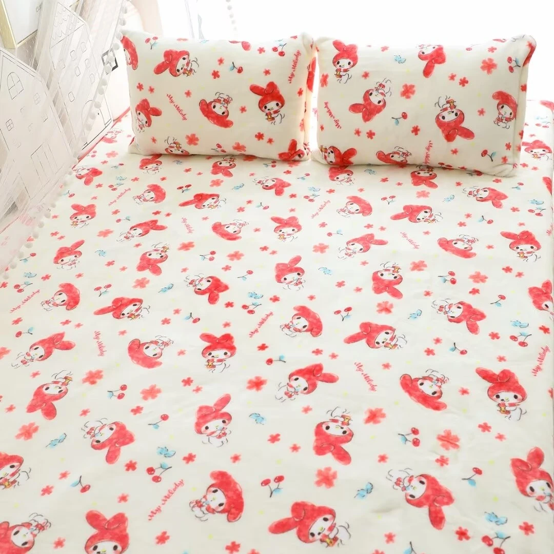 Sanrio My Melody Blanket Cartoon Pattern Printing Warm Blanket Pillowcase Warm Flannel Blanket Bedspread Bedroom Nap Blanket