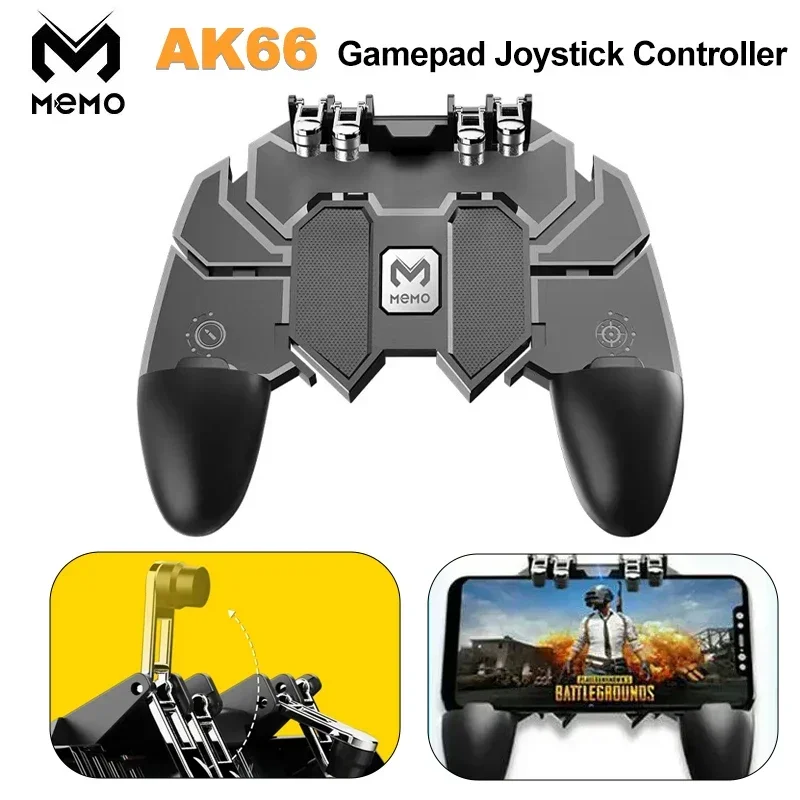 

MEMO AK66 Mobile Phone Gamepad Joystick Controller 6 Fingers Aim Shoot Game Trigger Handle For IOS Android PUBG Game Accessories