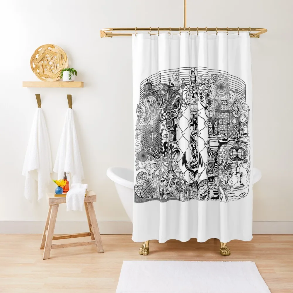 Divine Doodle Synchronicity Shower Curtain Modern Accessory Bathrooms Waterproof Shower And Anti-Mold Curtain