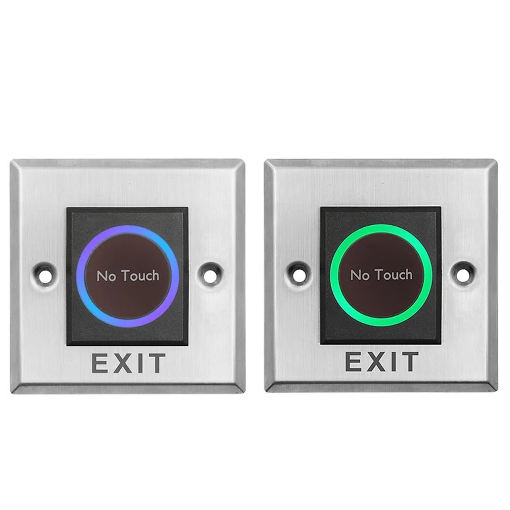 Touchless Infrared Induction Switch 86mm Square Panel Stainless Steel for Access Control DC 12-24V Wide Voltage Range