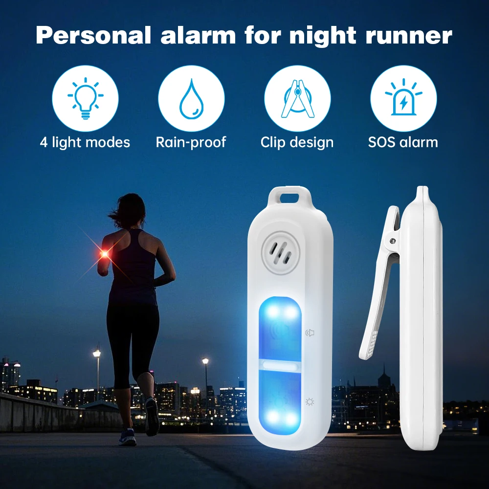 Personal Safety Alarm Keychain 130dB for Women USB Rechargeable Protection Emergency LED Light Alarm for Night Running Outdoor