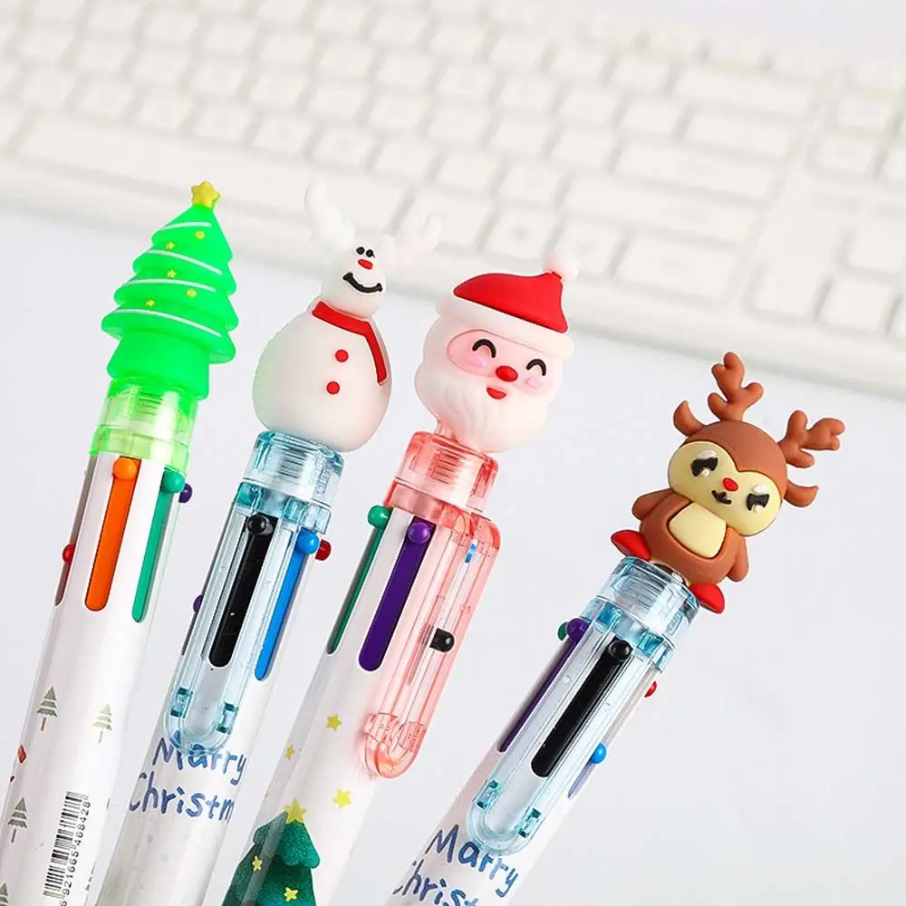 Multicolor Cartoon Handwriting Snowman Santa Claus Writing Supplies Xmas Ball Pen Oil Pen Stationery Christmas Ballpoint