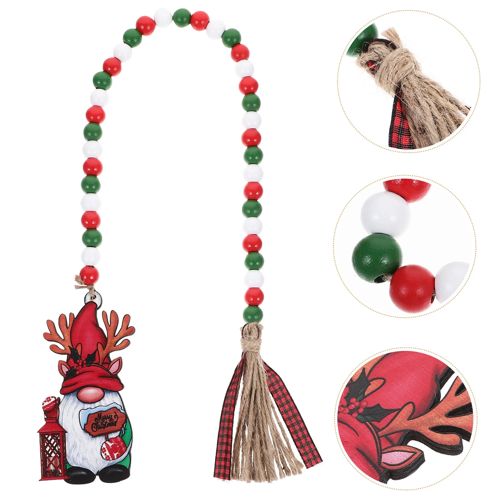 

Wood Bead Garland Xmas Gnome Tag Rustic Tassel String Hanging Decoration Christmas Wooden Beads Garland Farmhouse Style Home