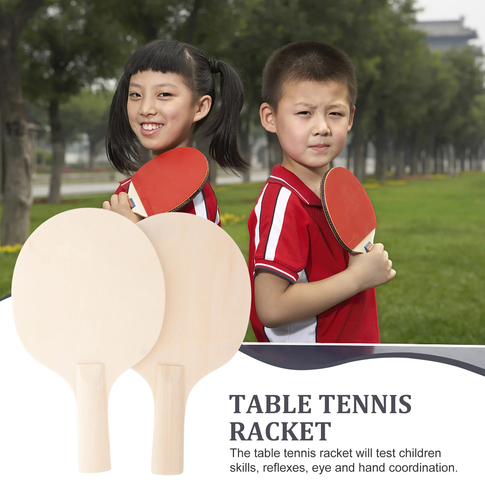 2 Pcs Puzzle DIY Table Tennis Racket Parent-child Ball Unfinished Toy Wooden Coloring Painting Paddle