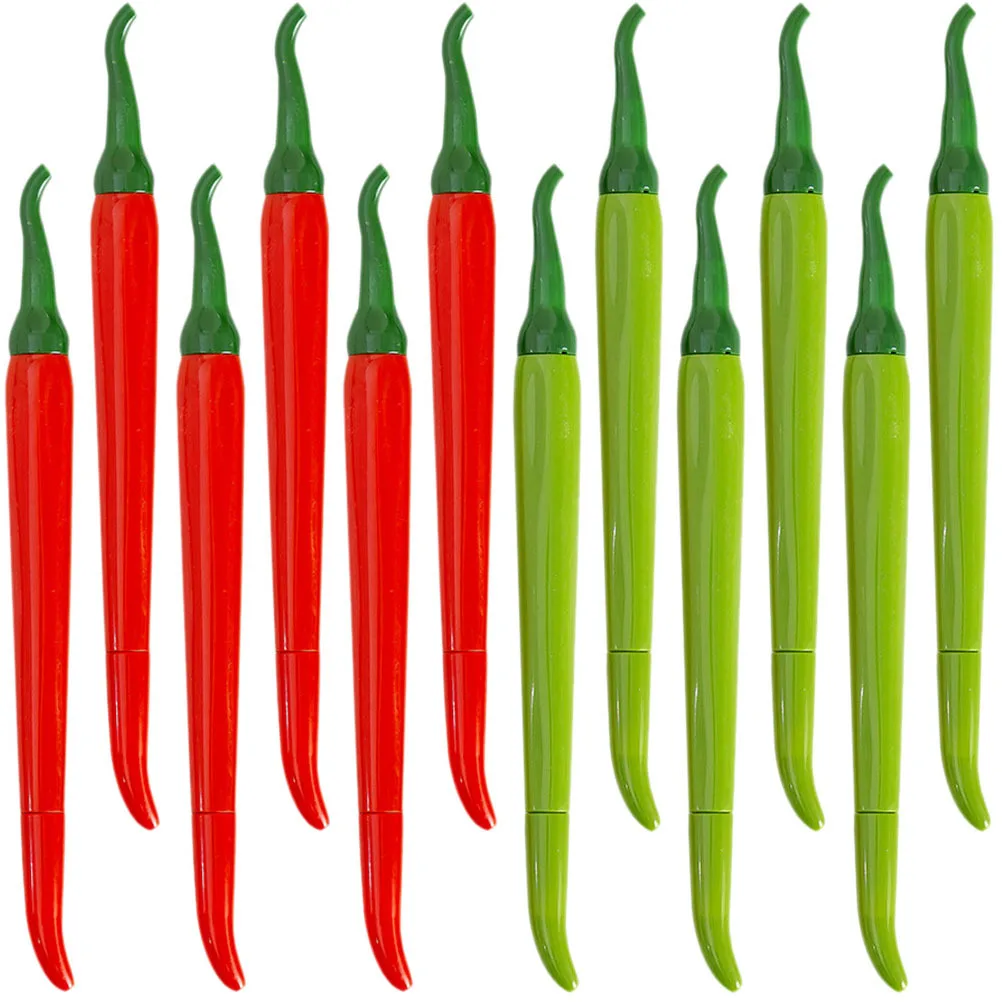 

12pcs Chili Shaped Gel Pen Ergonomic Design Smooth Writing Abs Material Student Journaling Supplies Fine Tip Pens For