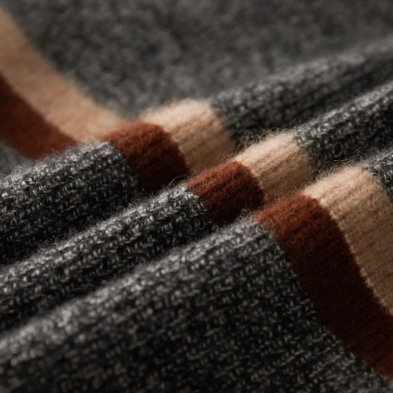 سميكة 100% الماعز سترة الكشمير المعنقة الخريف الشتاء جديد بدوره إلى أسفل طوق الرجال سترة مشغولة من الصوف عادية كم طويل قطاع معطف سترة