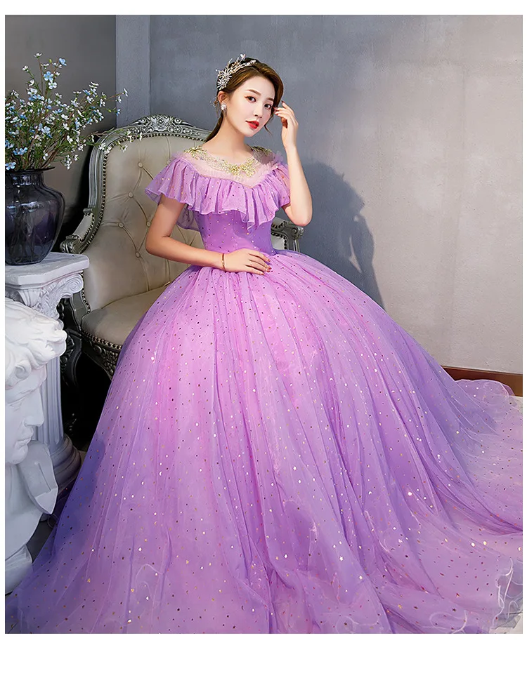 Purple Sparking Prom Dresses 2024 Ruffles Off the Shoulder Princess Birthday Gown Evening Party For Women فستان حفلات الزفاف