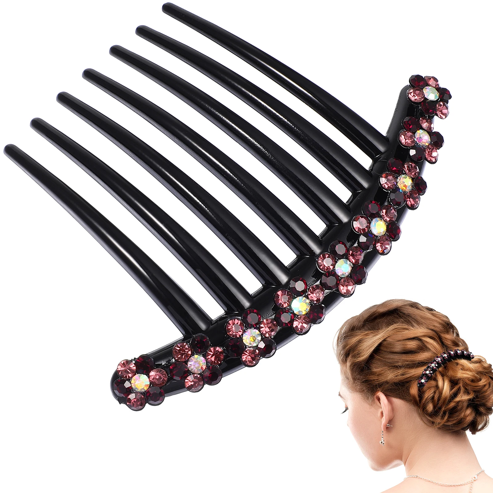 

Rhinestone Flower Hair Comb for Women Stylish Side Combs Accessories Wedding Party Hairstyle Retro Design Long Lasting Daily Use