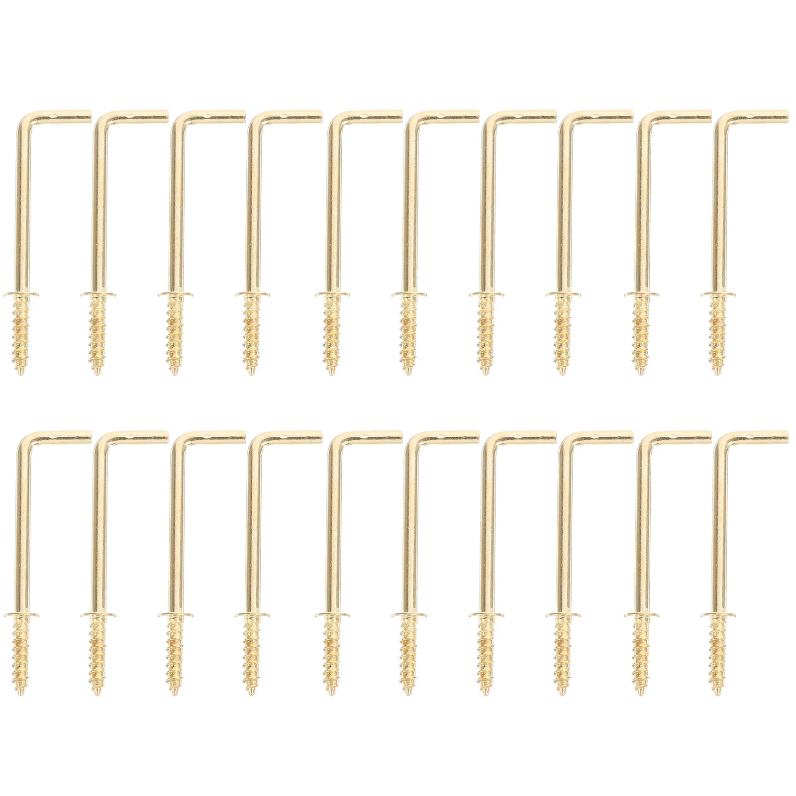 20 ชิ้นสกรูตะขอ Heavy Duty ราวแขวนเสื้อผ้ารูปภาพตะขอมุมขวา Golden Iron Home อุปกรณ์เสริม