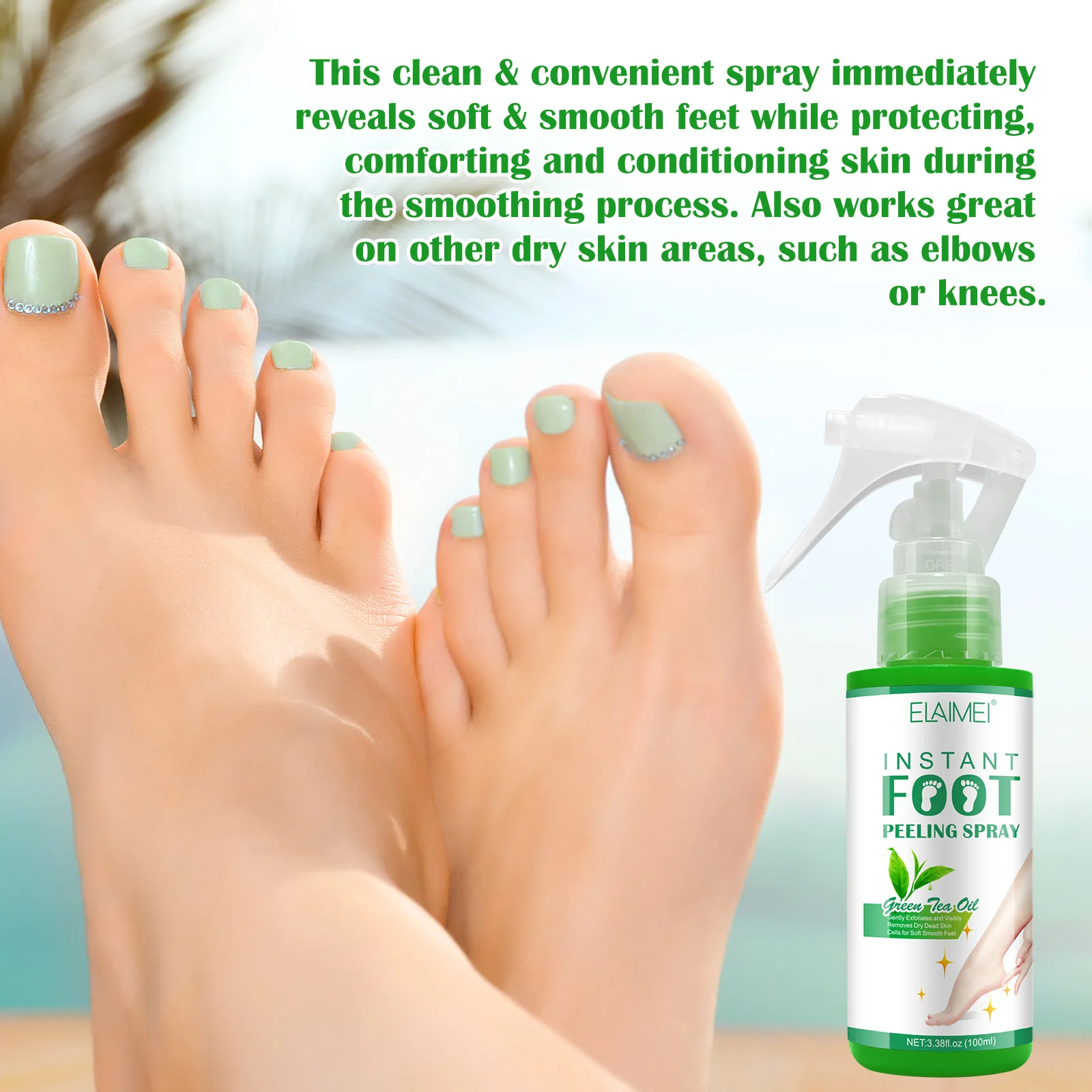 100ml Feet Exfoliating Spray Gently Foot Callus Remover Spray Quickly Soften Calluses Exfoliation Dry Feet Skin Hydrating Clean