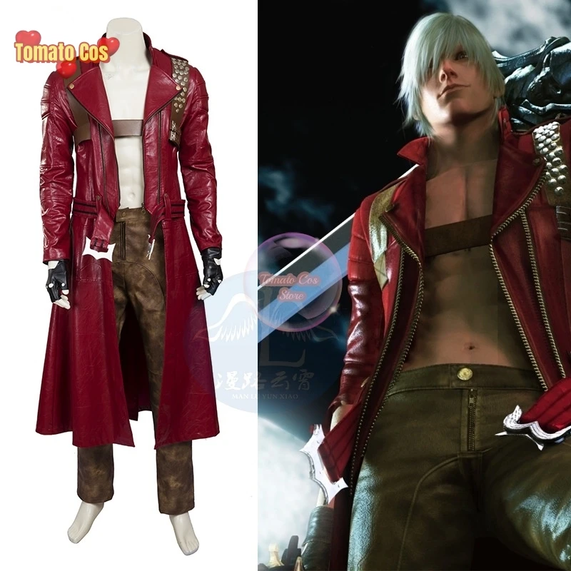 

Костюм для косплея Dante Fantasia Game DMC 5, длинное пальто и штаны, парики для взрослых и мужчин, одежда для карнавала и вечеринки на Хэллоуин