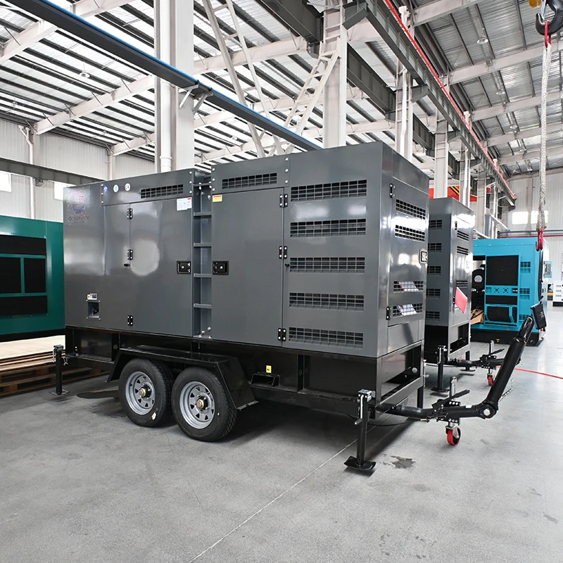 Customized Soundproof Canopy Trailer Type 20kva 25kva 30kva 40kva 50kva 60kva 80kva 100kva Cummins Diesel Generator Set With CE