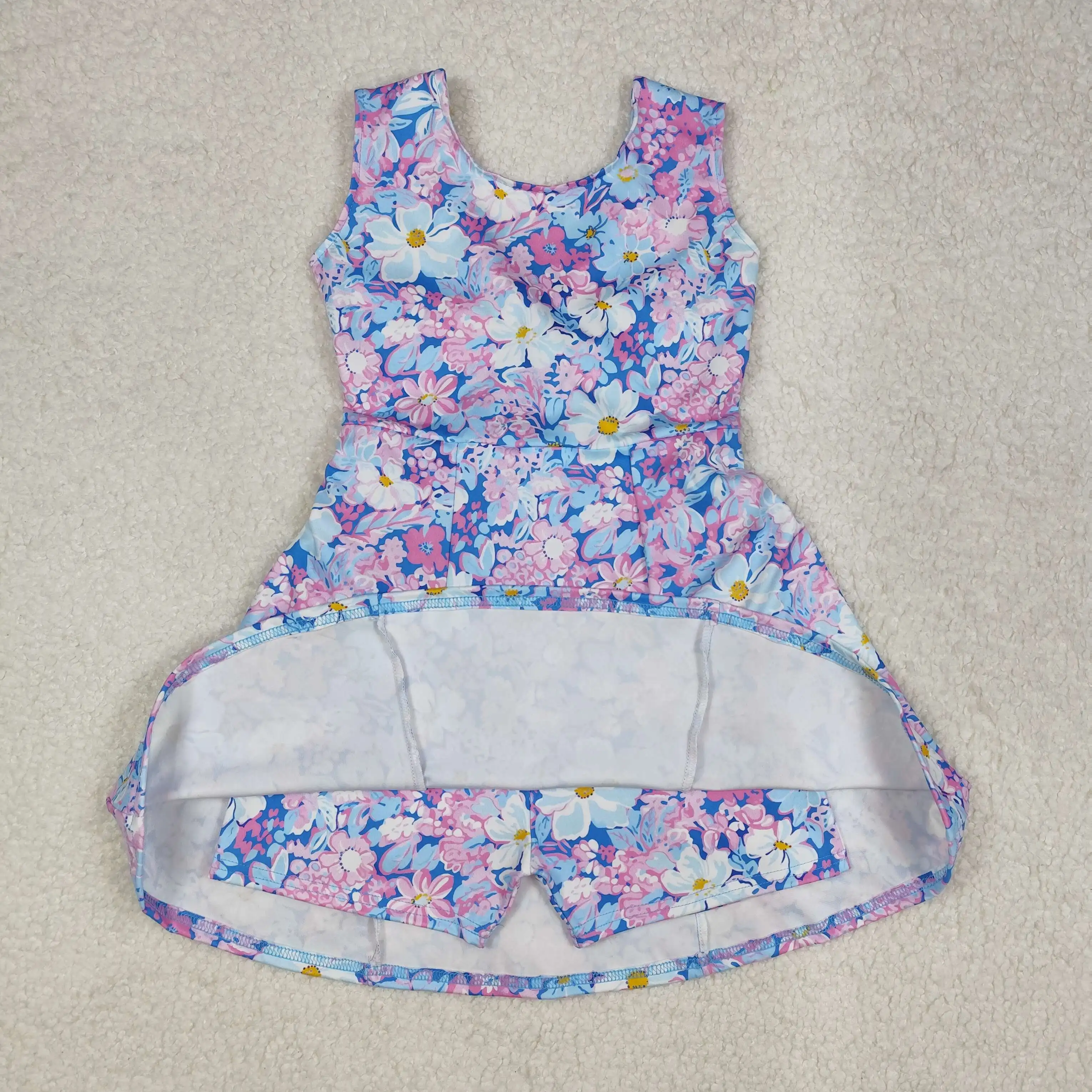 wholesale kids hot sale western boutique children clothing Sibling Baby Girls Flowers Sleeveless Athletic Dresses