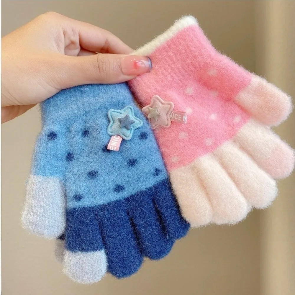 

Cute Cartoon Knitted Gloves Thickened Children Full Fingers Gloves Winter Warm Outdoor Sports Windproof Gloves