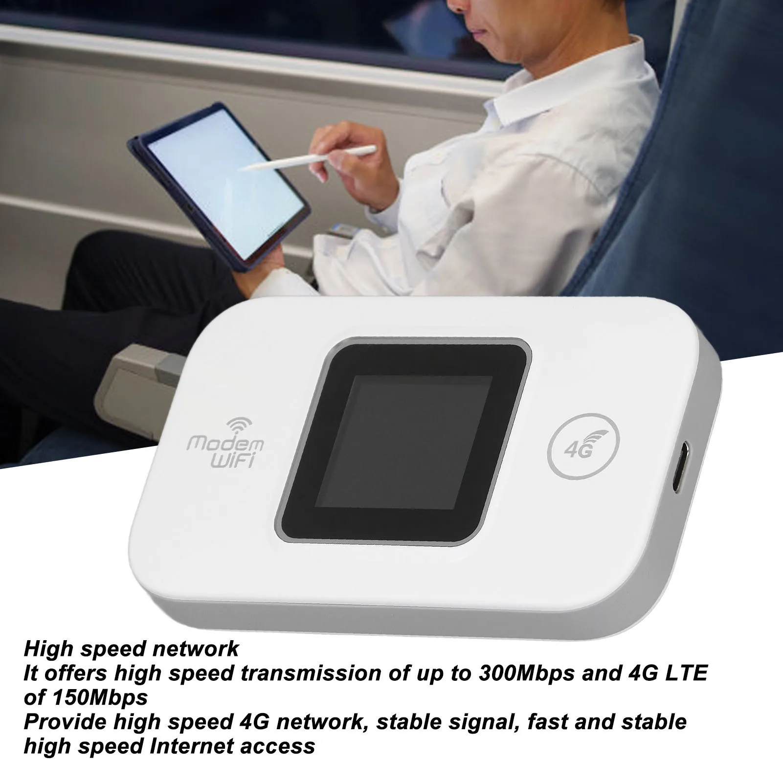 4G LTE WiFi Modem Unlocked 5G 300Mbps Europe Asia Version Color Screen Portable 4G Router Professional for Laptops for Tablets