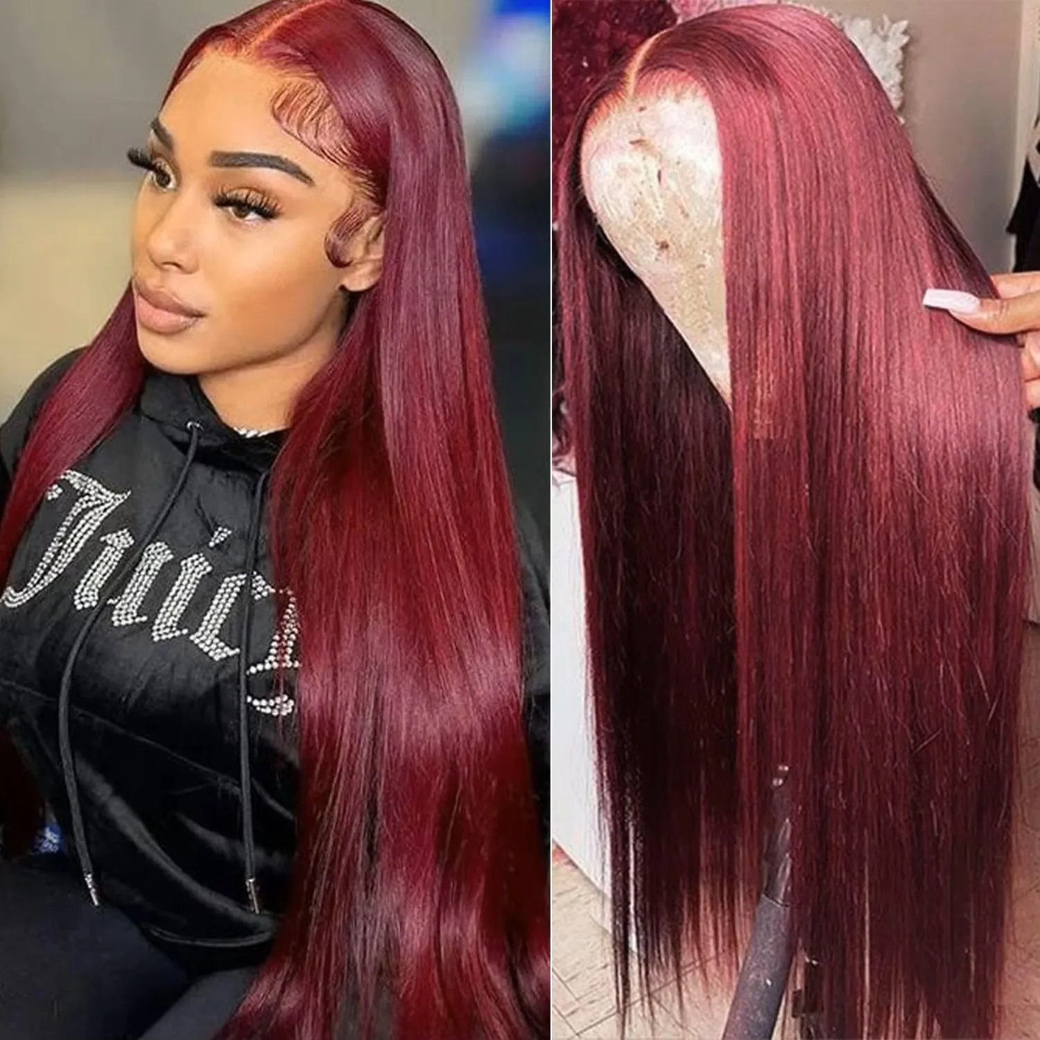 

Бургундский прямой парик из натуральных волос 99J, 13x6, с HD-кружевной передней частью, предварительно выщипанный, бразильский, окрашенный, с кружевной передней частью, плотность 200, 40 дюймов