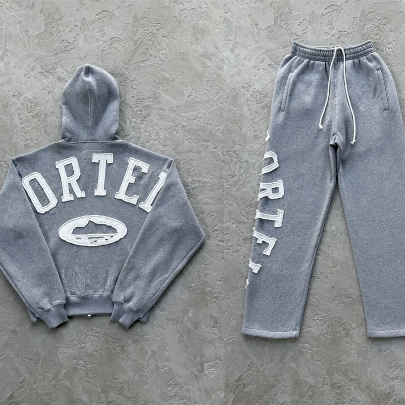 

Новый весенний спортивный костюм с капюшоном: толстовка и брюки HEM SWEATPANT, повседневный мужской комплект из двух предметов с длинными рукавами