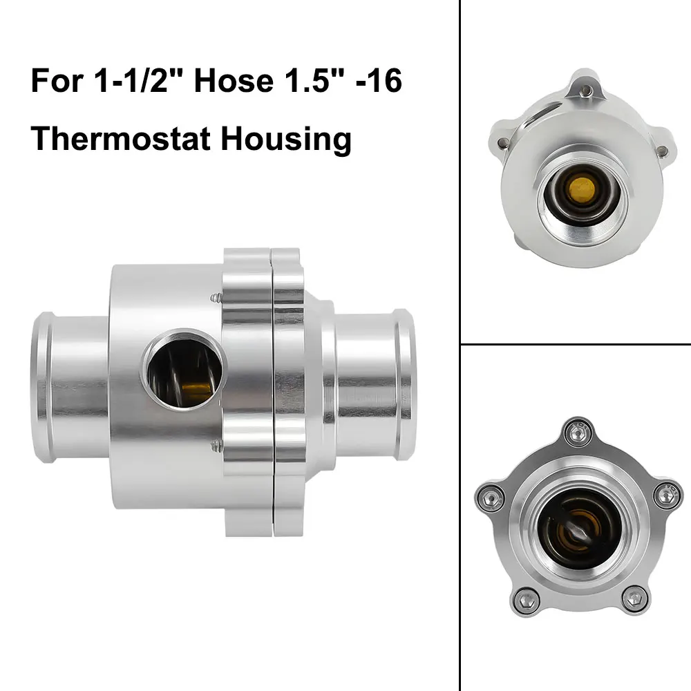 Aluminium-Silber-Inline-Thermostatgehäuse & Bypass-Sensoranschluss für 1-1/2' Schlauch 1,5' -16 mit einem 180°-Anschluss ° Thermostat – Detail 1