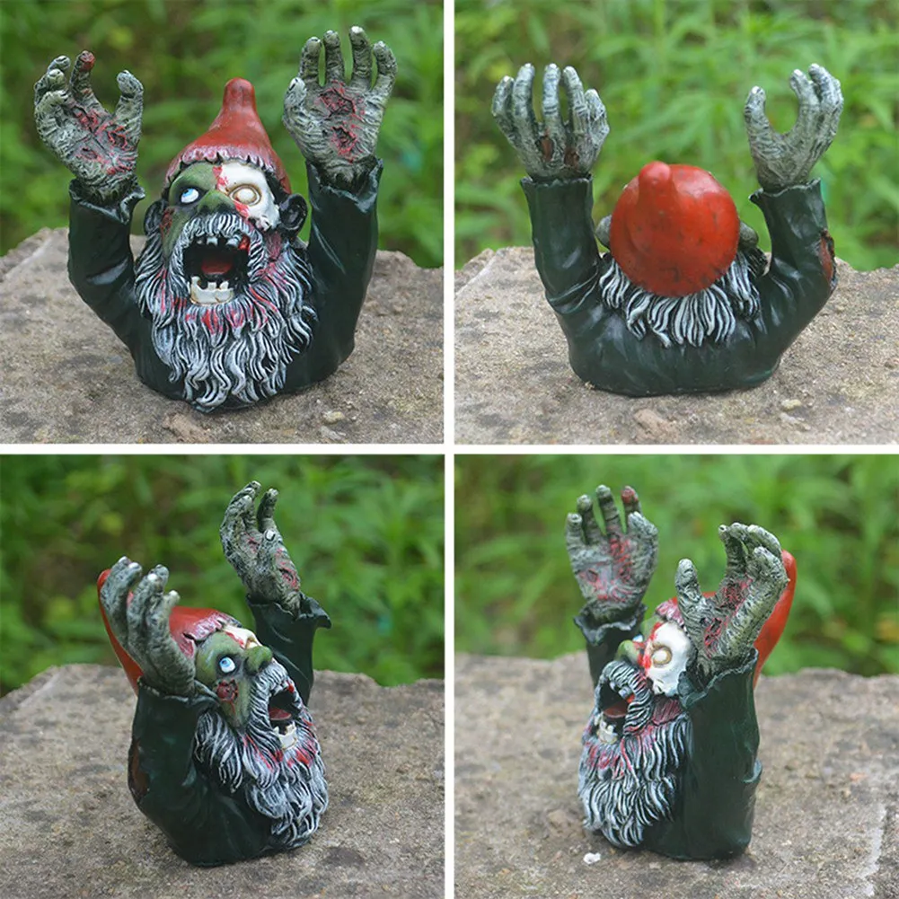 ABRN-Halloween Horror Funny Statue Resin Outdoor Garden Courtyard Ornaments Dwarf Sculpture Courtyard Decoration Crafts