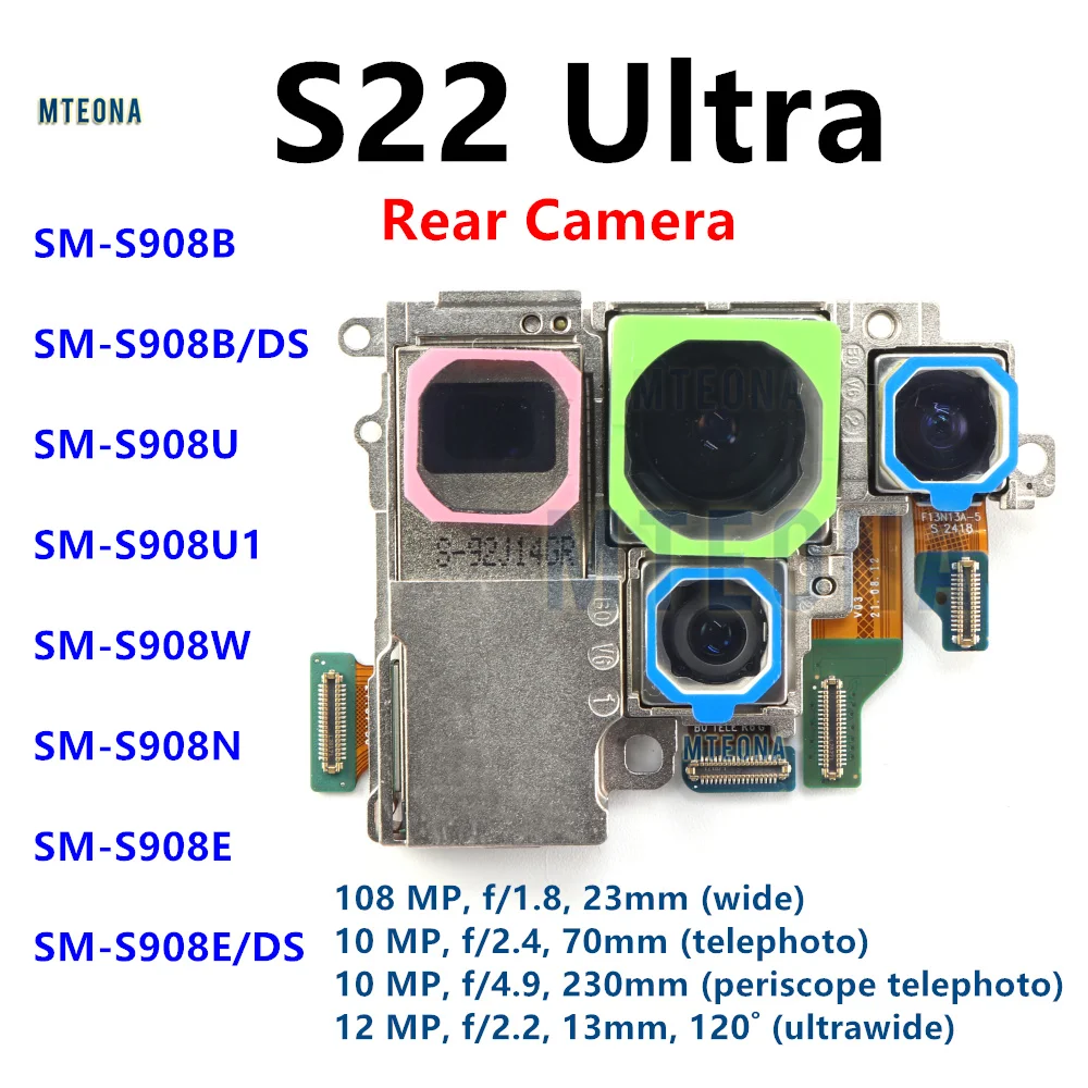 Back Facing Camera Set For Samsung Galaxy S22 Ultra 5G SM-S908B S908E/DS S908U S908N Phone Rear Main Camera Repair Spare Part