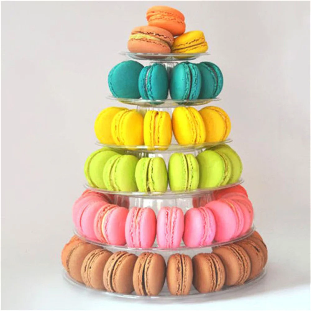 Tiers Round Macaron Tower Stand Cake Display Rack Cupcake Stand Desserts Display for Baby Shower Wedding Birthday Decoration