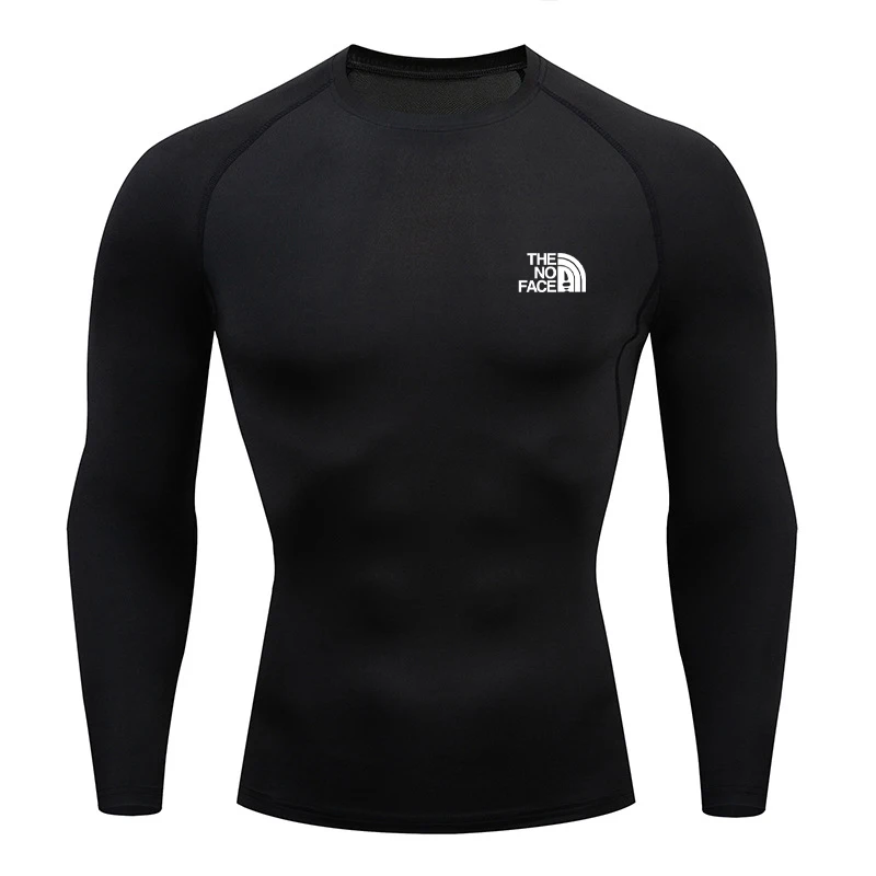 Men's long-sleeved compression T-shirt, quick-drying, slim-fit design, perfect for training, strength workouts, running, and fit view 3