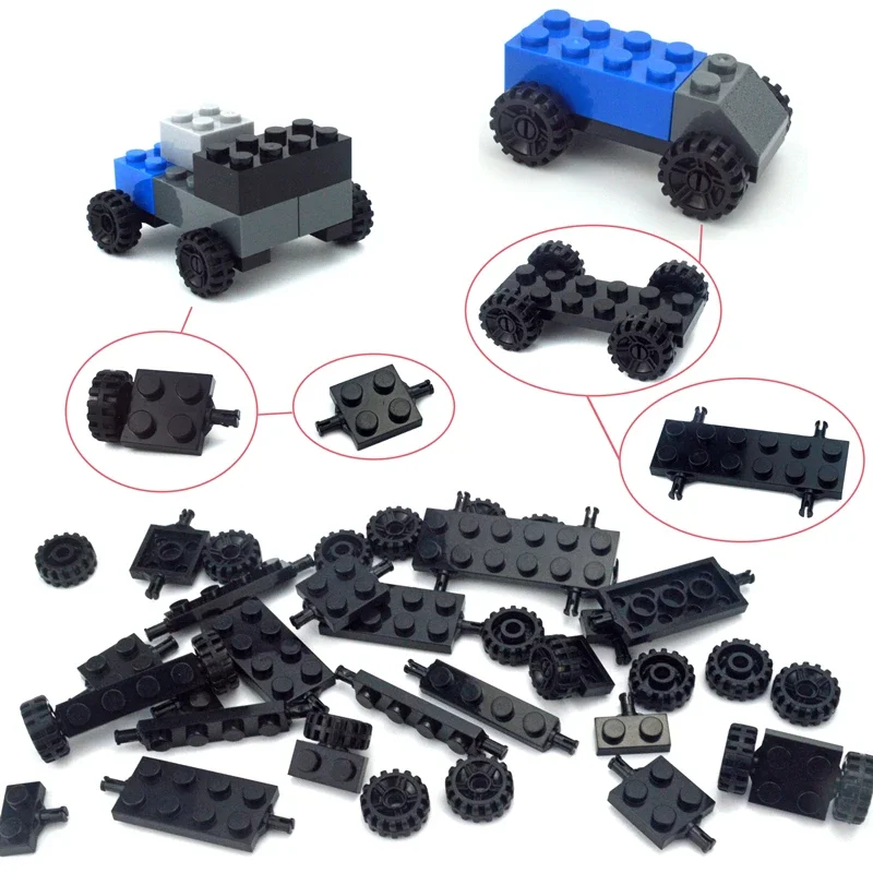 Car Wheel Axles Pack para Blocos de Construção, Pneus Montar para Crianças, Modelos DIY, Shaft Plate, Brinquedos de Construção, Acessórios para Crianças